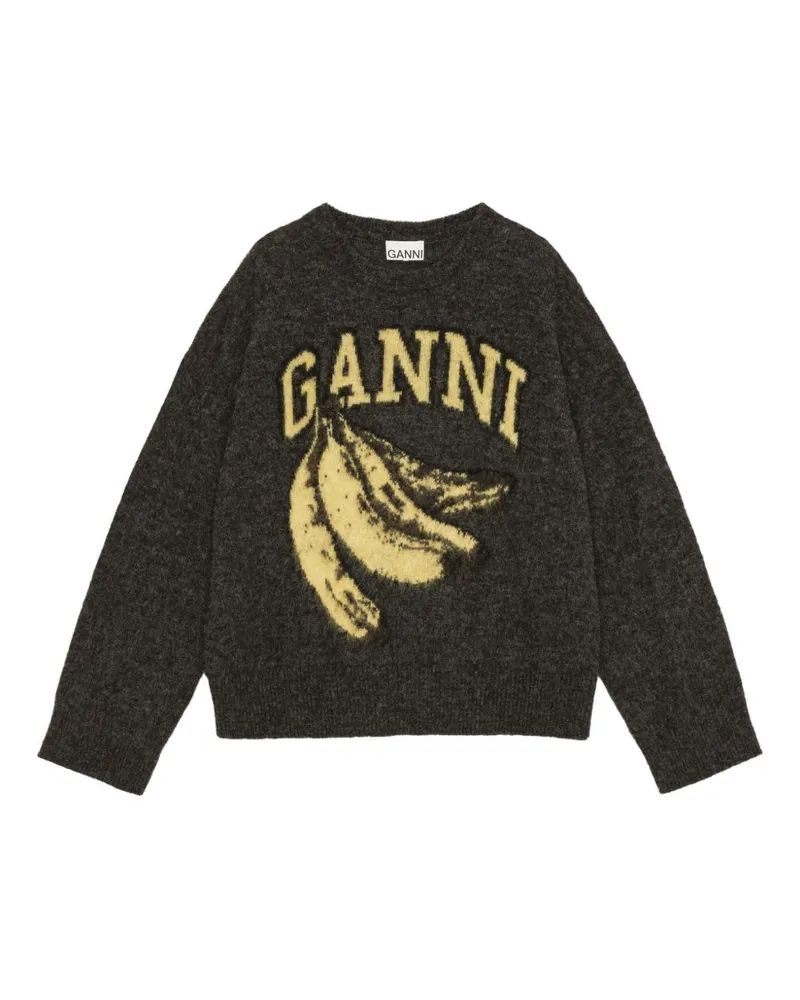 Ganni Banana Wolle Crewneck -Pullover Grey