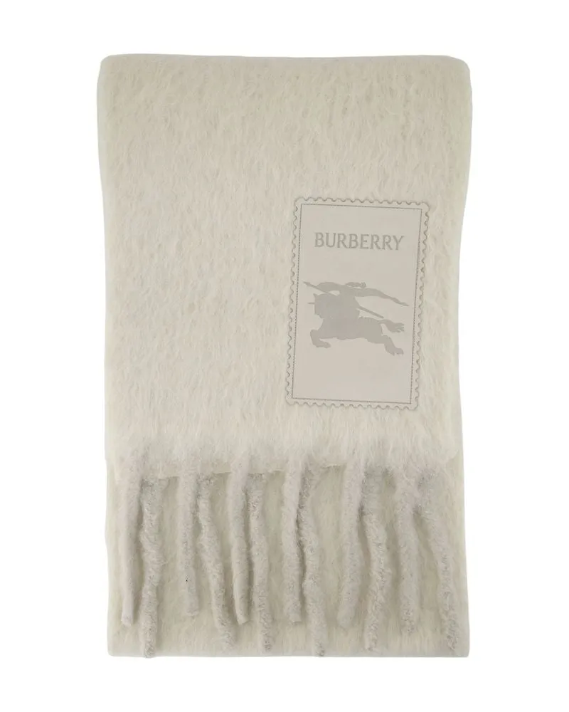 Burberry MU gebürstete Schal  Wolle weiß Weiß