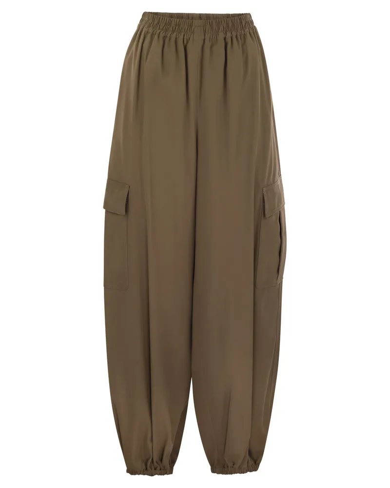 Max Mara Glauco Cotton Baggy Hosen Hazelnut