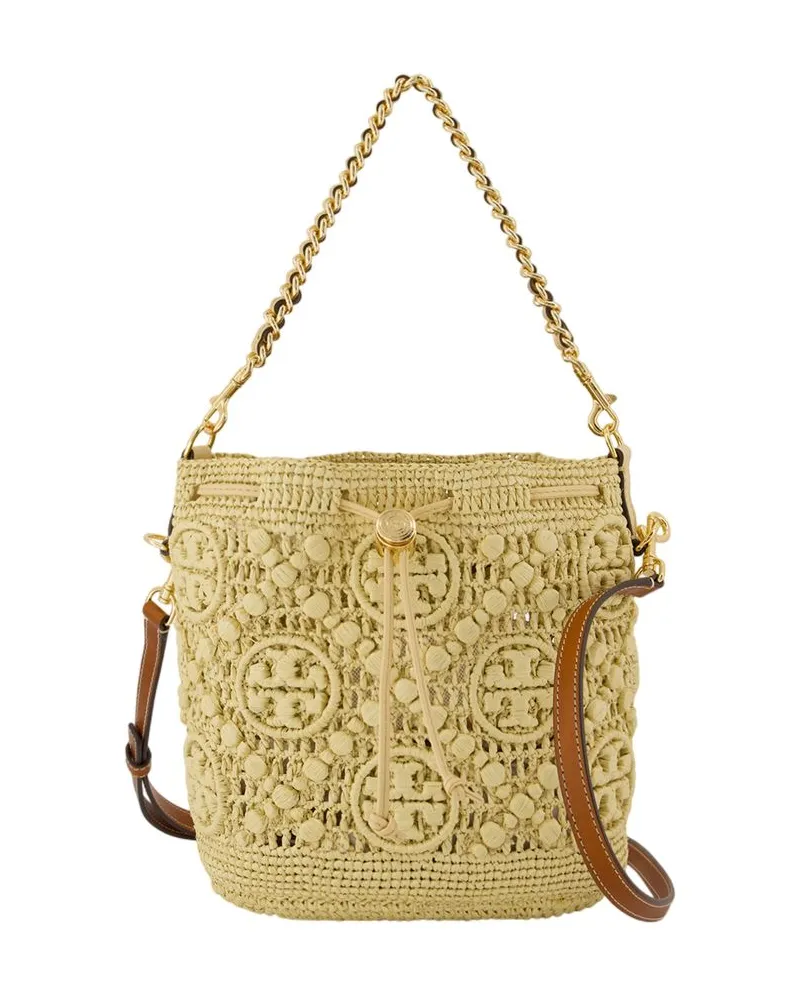 Tory Burch T Monogramm Umhängetasche  Raffia Beige Beige