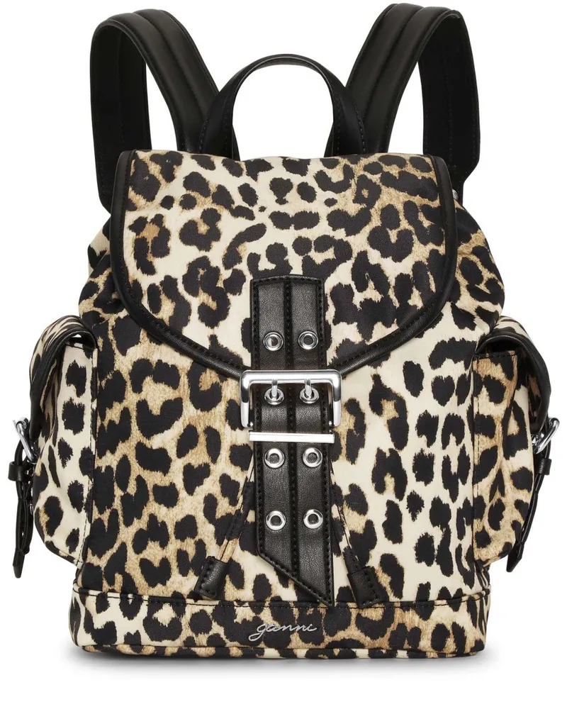 Ganni Bucky Nylon kleiner Rucksack Brown