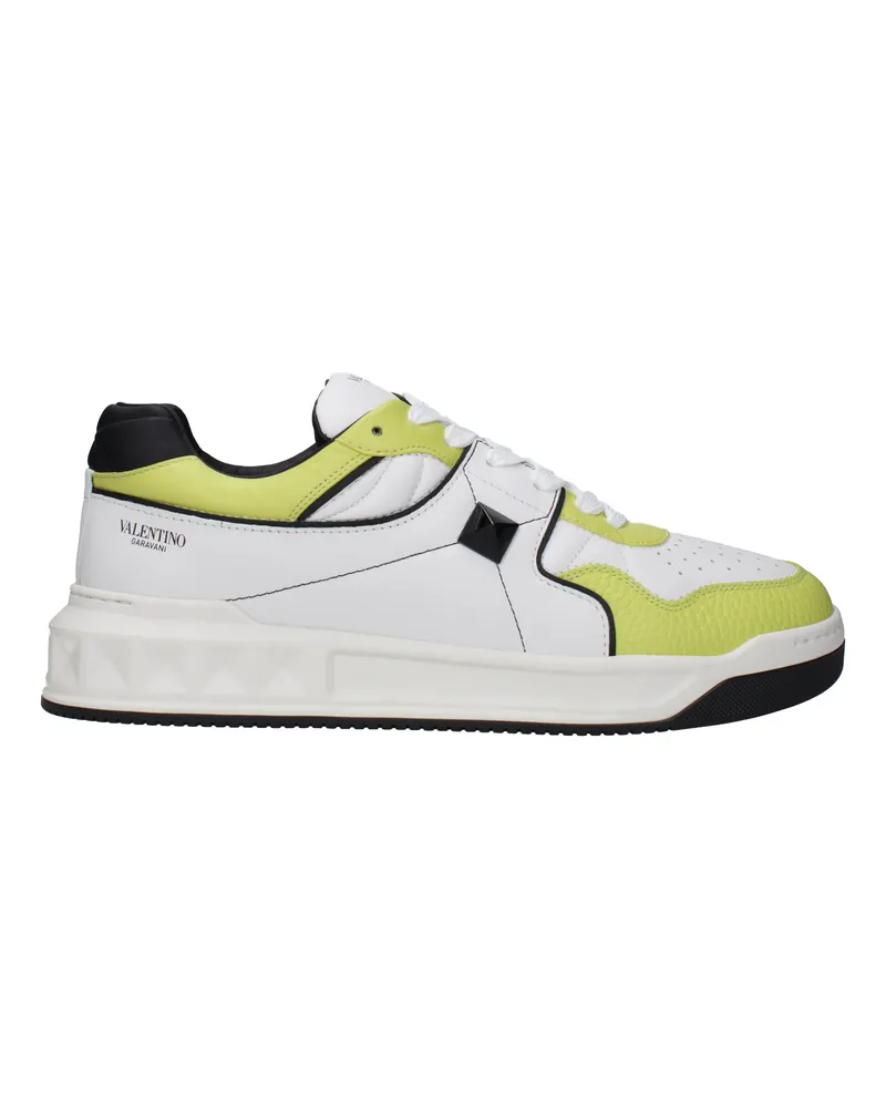 Valentino Garavani Herrens Sneakers Weiß/Limettenleder -