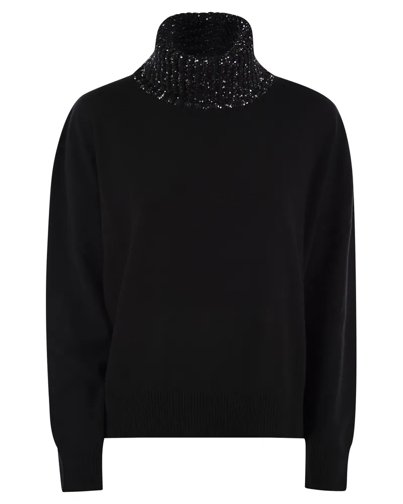 Fabiana Filippi Rollkragenpullover in Wolle, Seide und Kaschmir Black