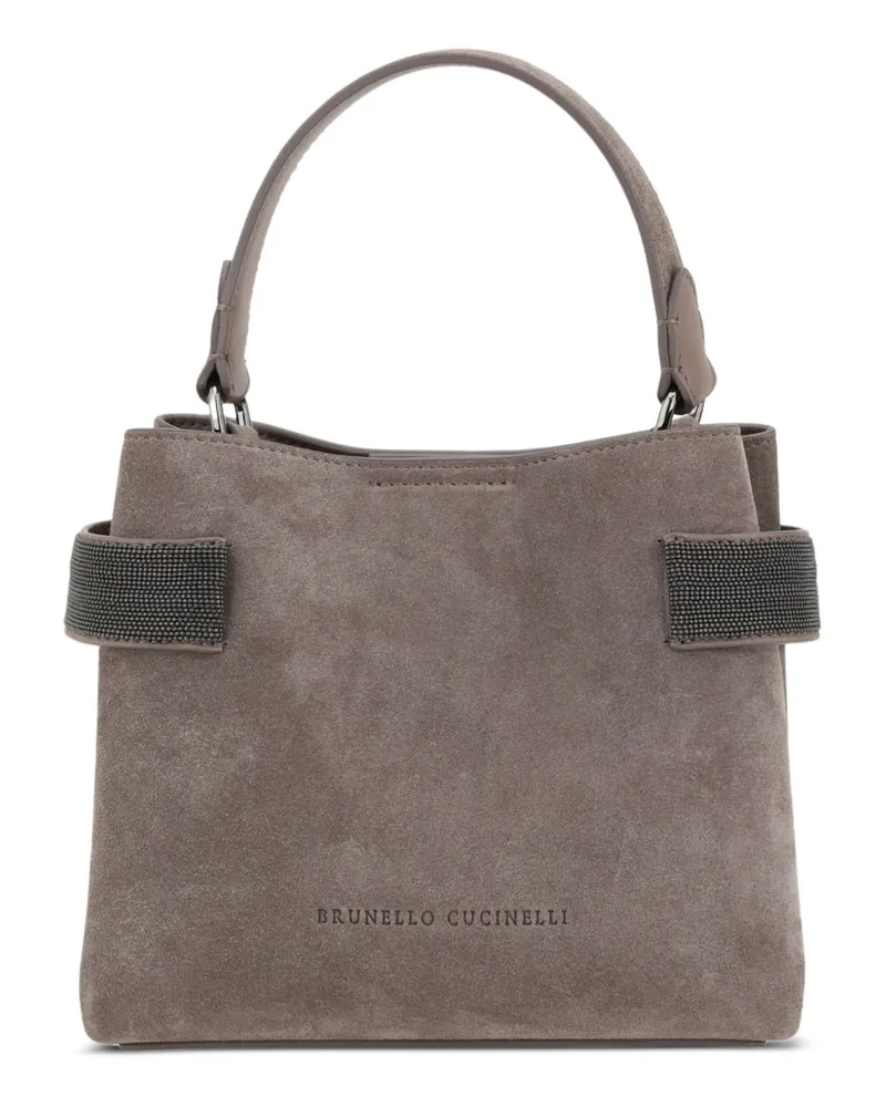 Brunello Cucinelli Wildleder Handtasche Leder Beige