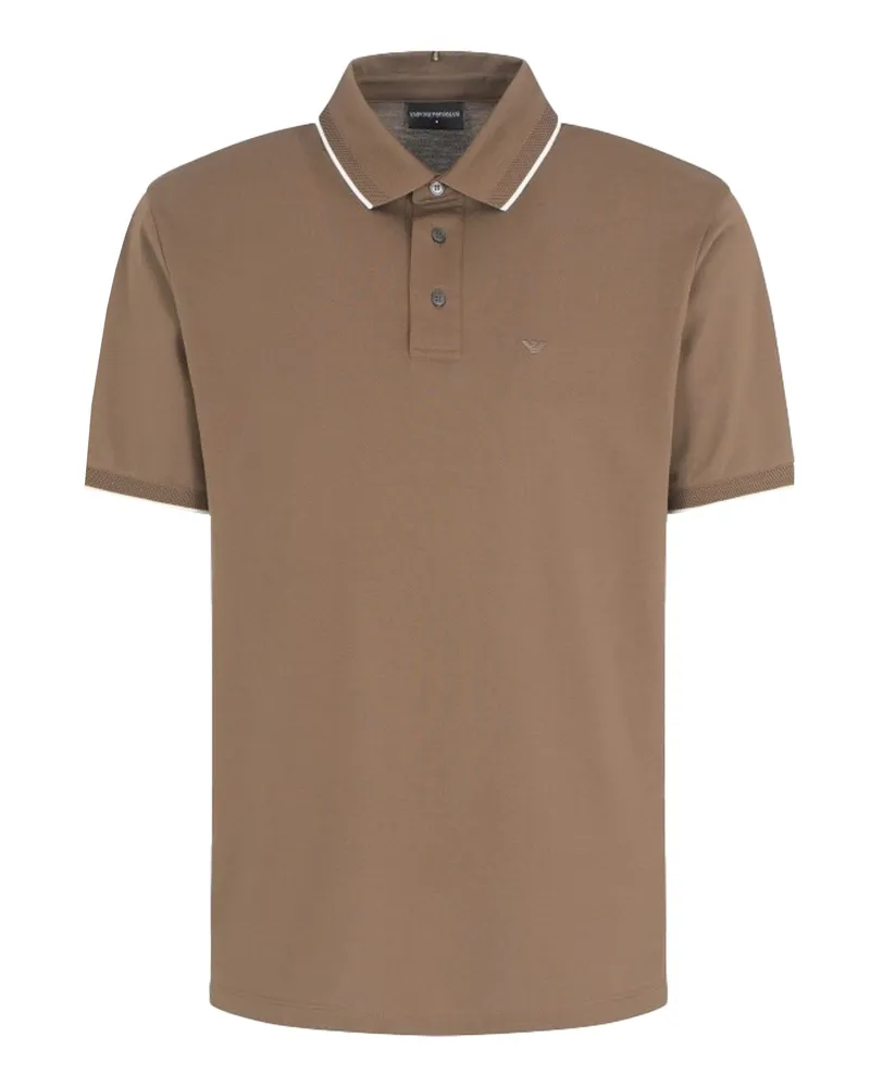 Emporio Armani Polo in Piquet Marrone Brown