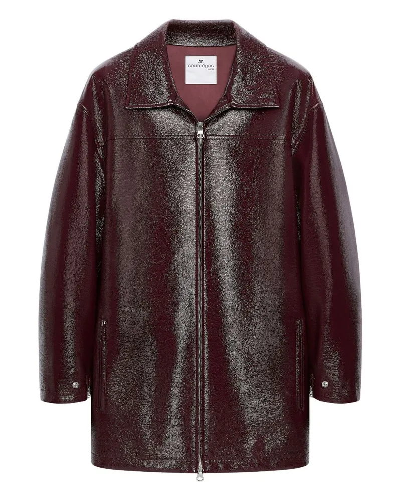 Courrèges Courreves Vinyl Bomberjacke Bordeaux