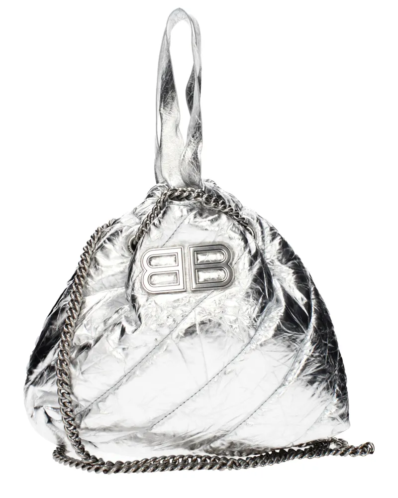 Balenciaga Damens Silberne Leder-Umhängetaschen -