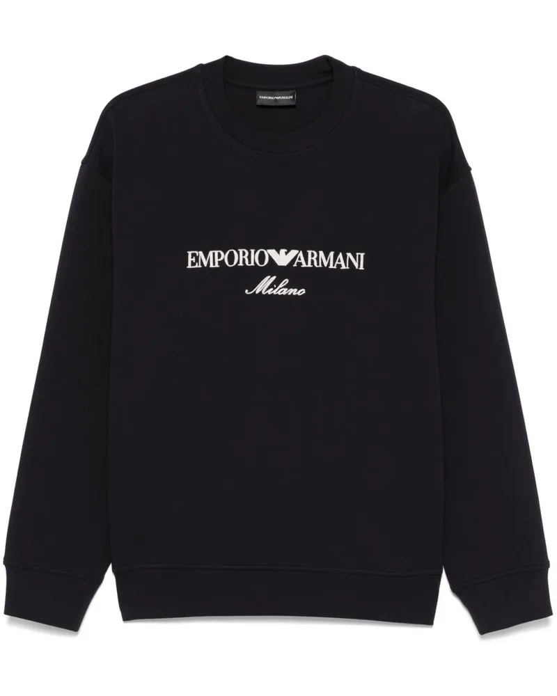 Emporio Armani Logo Cotton Sweatshirt Blue