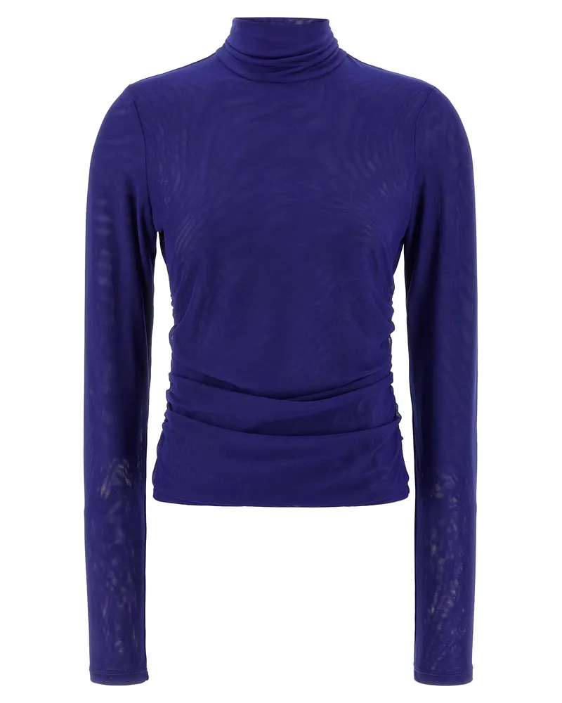ROTATE Birger Christensen Mesh Rouched' Pullover Blue