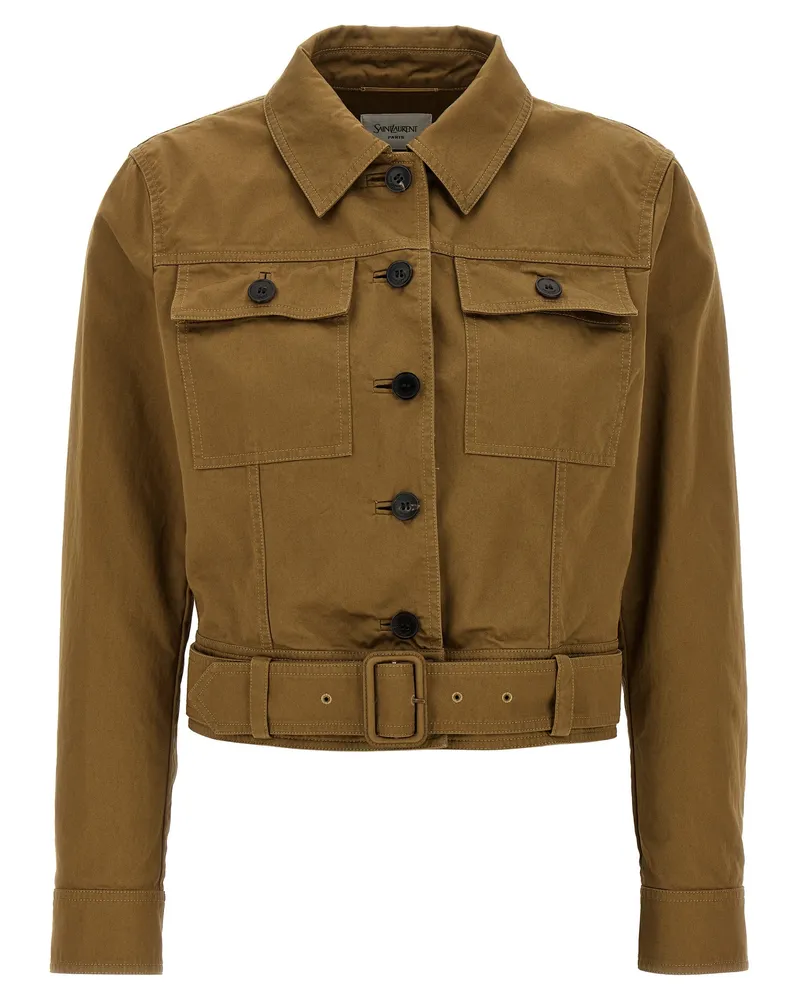 Saint Laurent Canvas-Jacke Brown