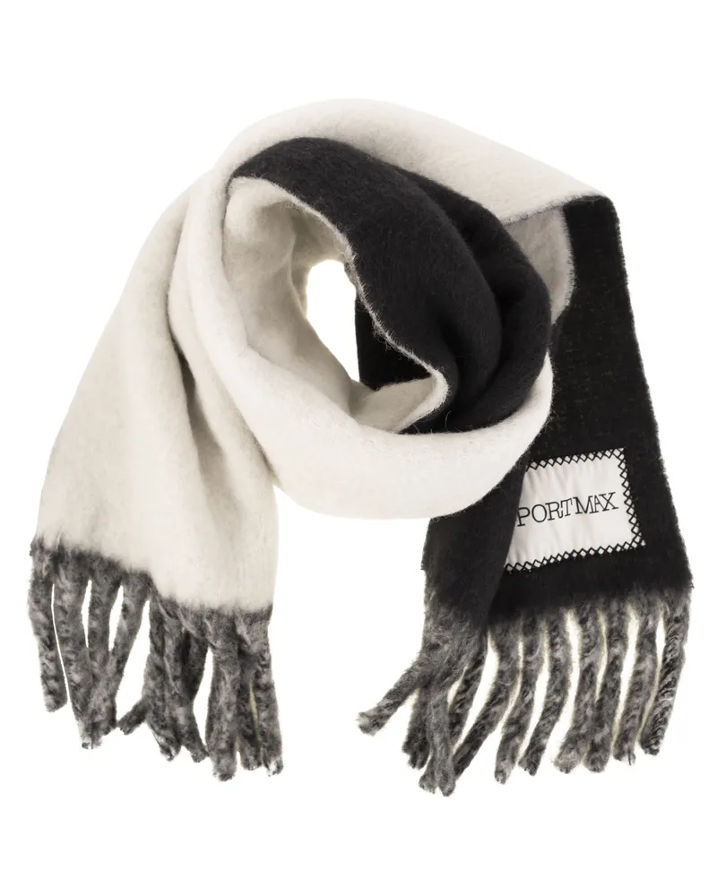 SPORTMAX Tenue Zweifarbiger Schal mit Fransen Black