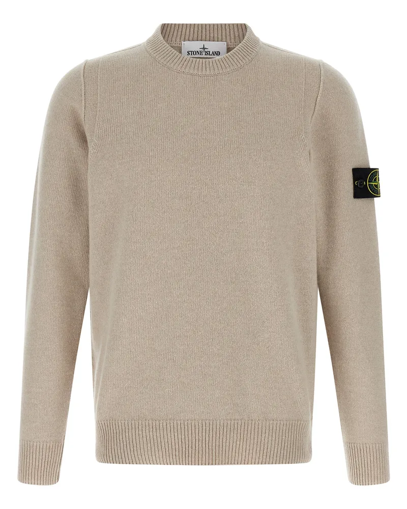 Stone Island Logo Abzeichenpullover Beige