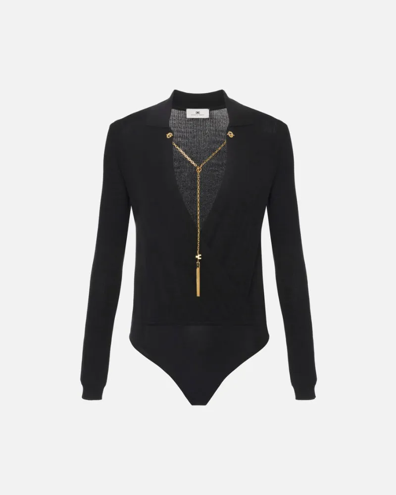 Elisabetta Franchi Viskose und Seidenbodysuit Black