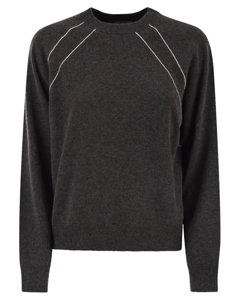 Peserico Crew Neck -Jumper mit hellen Details Anthracite