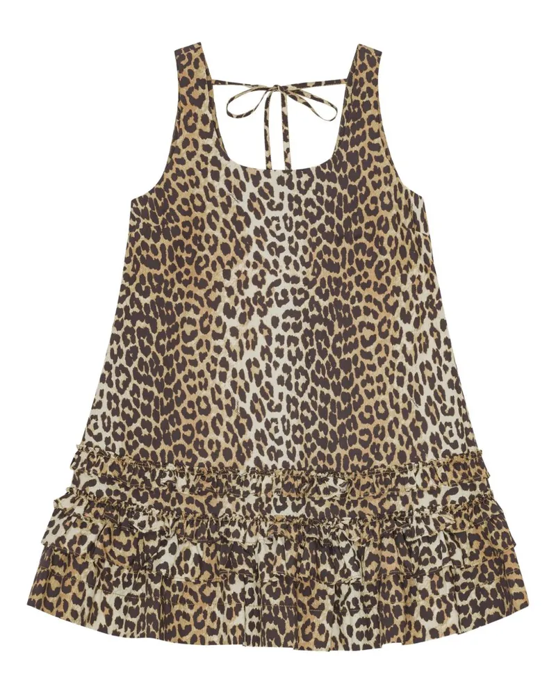 Ganni Bio -Baumwoll -Mini -Kleid Brown