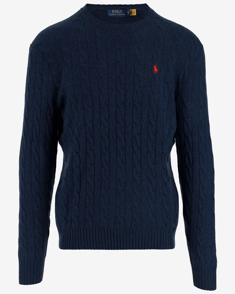 Ralph Lauren Wollpullover mit Zopfmuster Blue