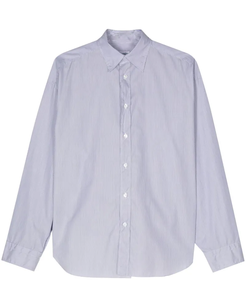 Finamore 1925 gestreiftes Baumwollhemd Blue