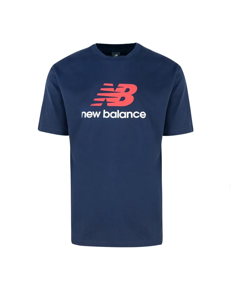New Balance Neues Gleichgewicht T Shirt Athletics Logo Blu Blue