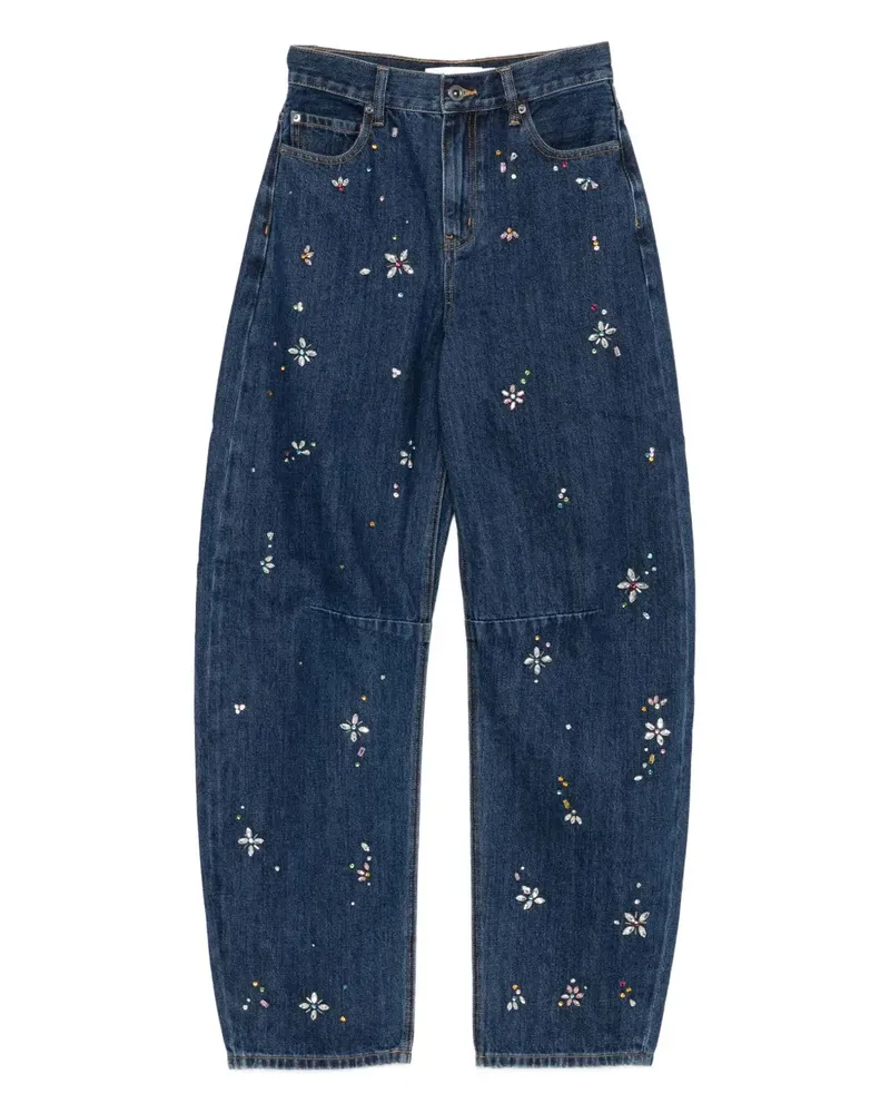 Self-Portrait Jeans mit Selbstporträtverzierung Blue