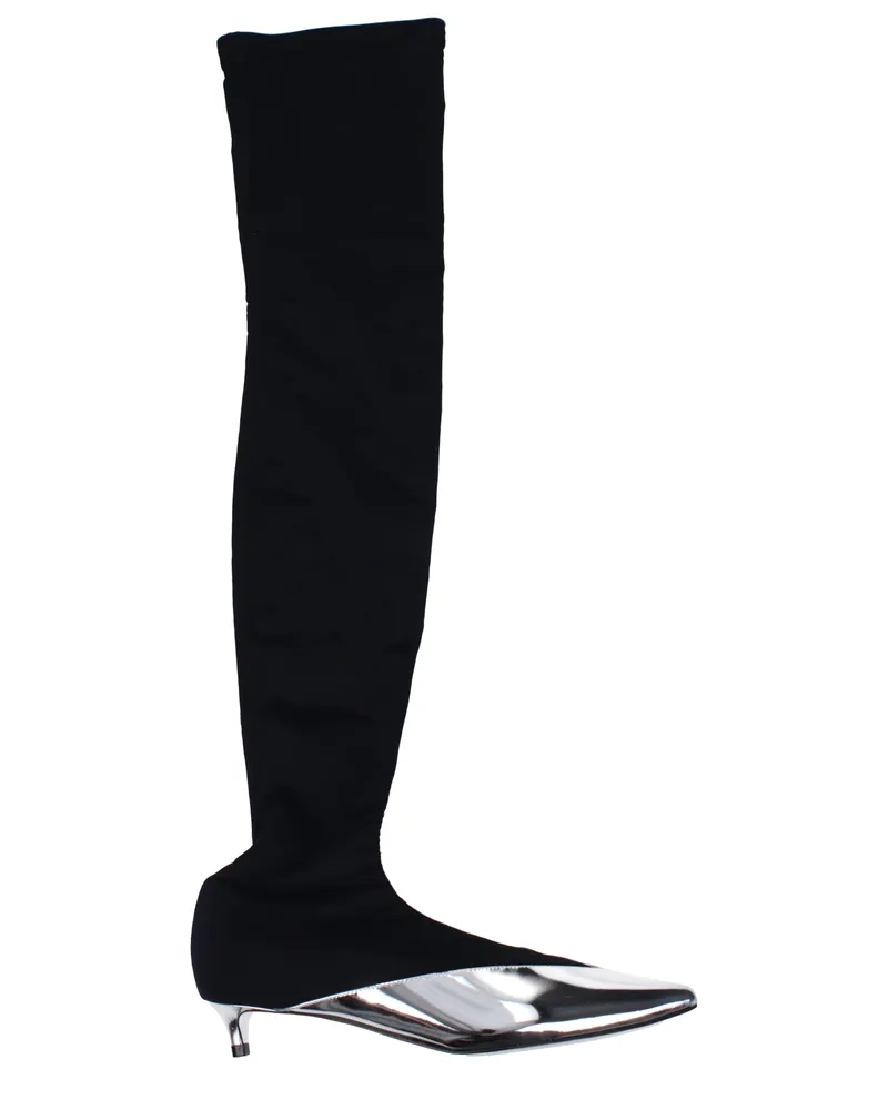 Givenchy Damens Stiefel Stoff Schwarz/Silber -