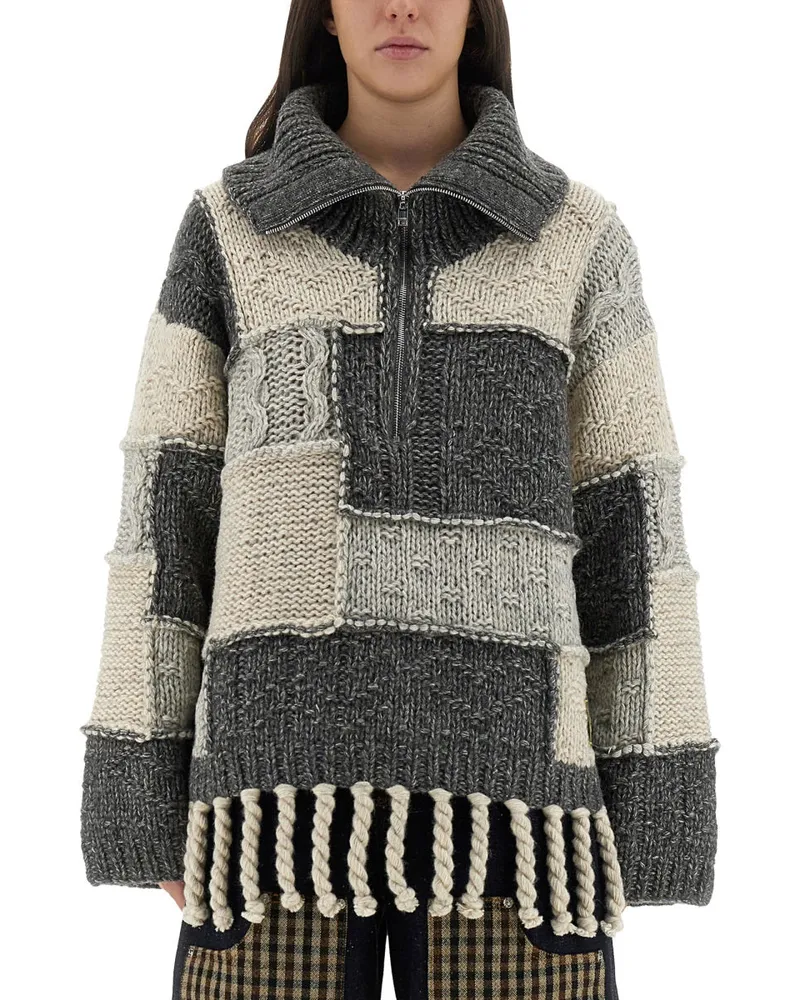 Ganni Patchwork -Trikot mit Pony Multicolour