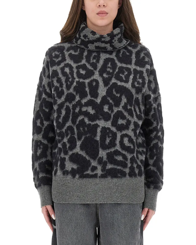 Stella McCartney Stella Mc Cartney Wool und Alpaka "Leopard" Pullover Black