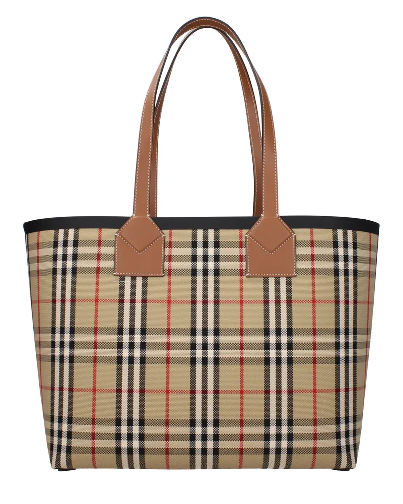 Burberry London Damens Umhängetasche Stoff Beige/Schwarz -