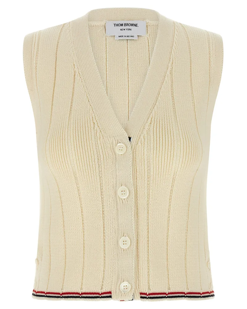 Thom Browne RWB intarsie Weste White