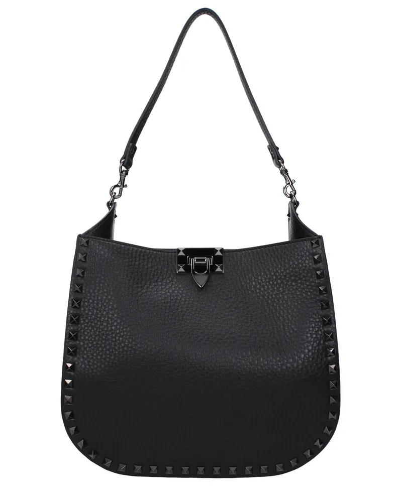 Valentino Garavani Damens Rockstud Handtaschen aus schwarzem Leder -