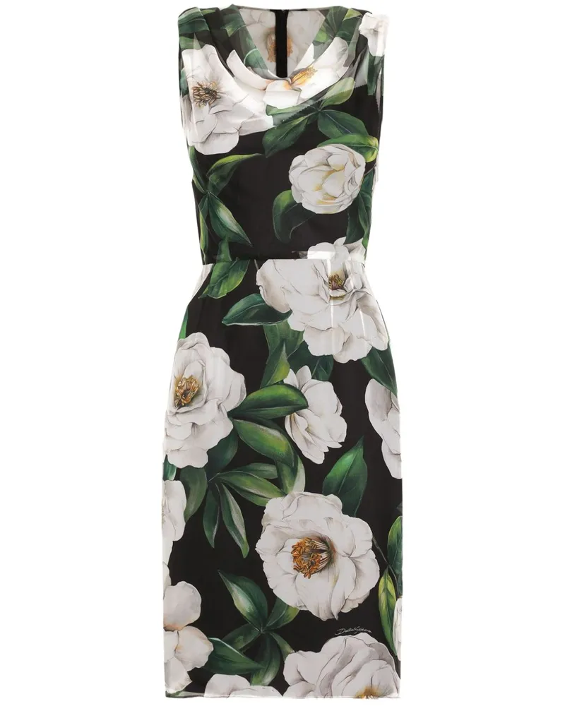 Dolce & Gabbana gedrucktes Seidenkleid Black
