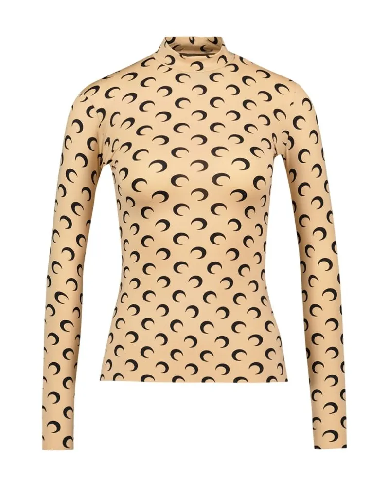Marine Serre Moon Jersey zweiter Haut T -Shirt  Synthetic Beige Beige