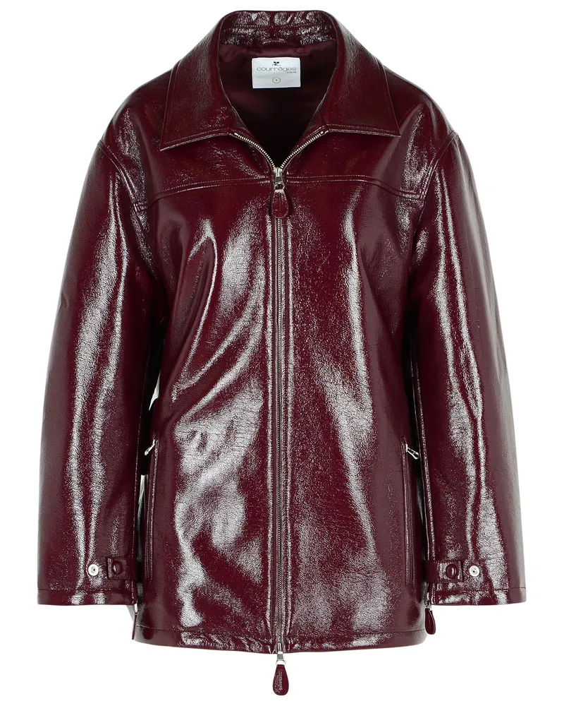 Courrèges Courreves 'Vinyl' burgunderfarbene Baumwollmischjacke Bordeaux