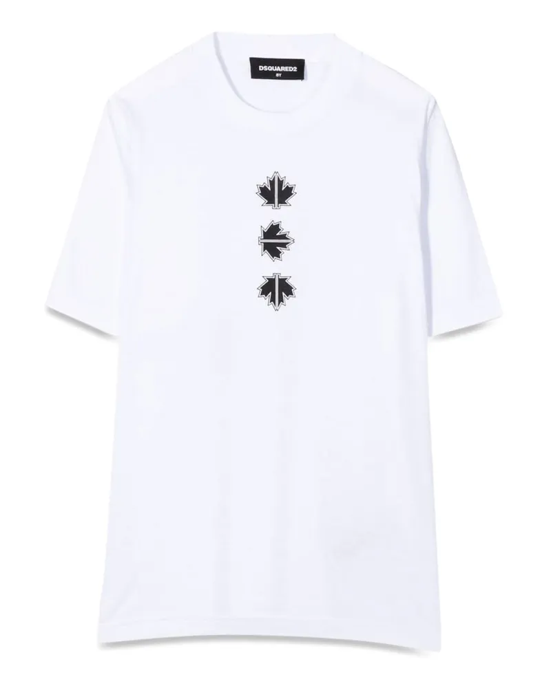 Dsquared2 T -Shirt -Logo auf der Rückseite und vorderen Blättern White