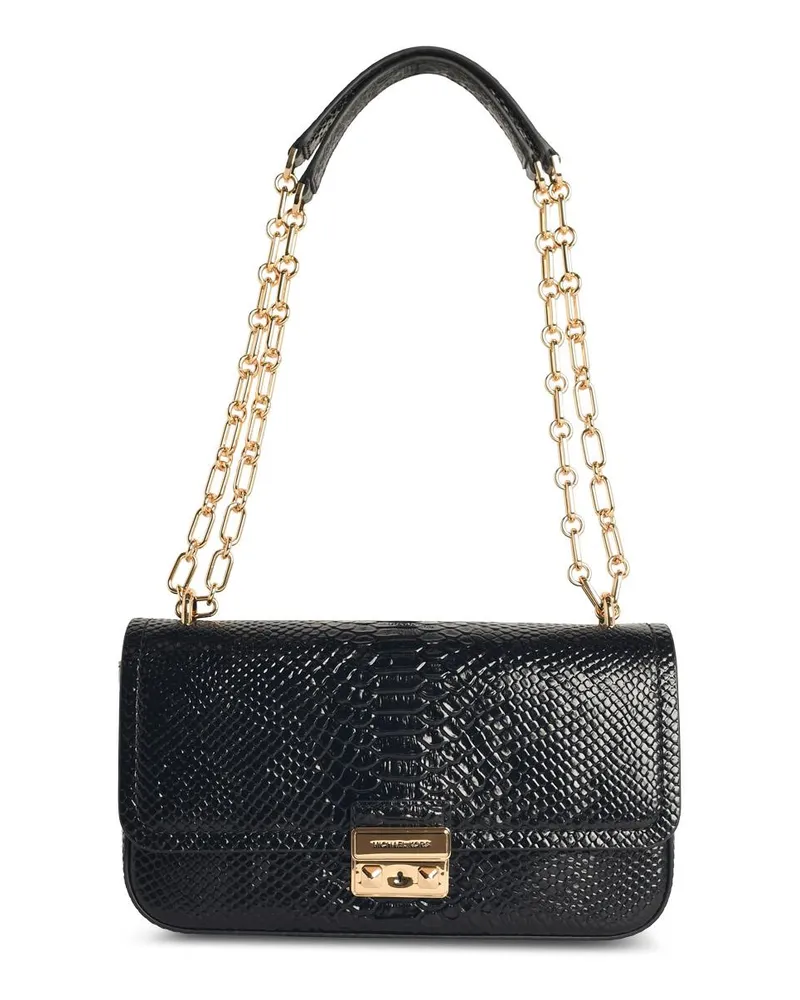 Michael Kors Tribeca 'schwarze Schlangenabdruck Lear -Umhängetasche Black