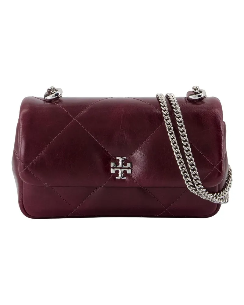 Tory Burch Kira Diamond Mini Lap Umhängetasche e Leder Burgund Burgund