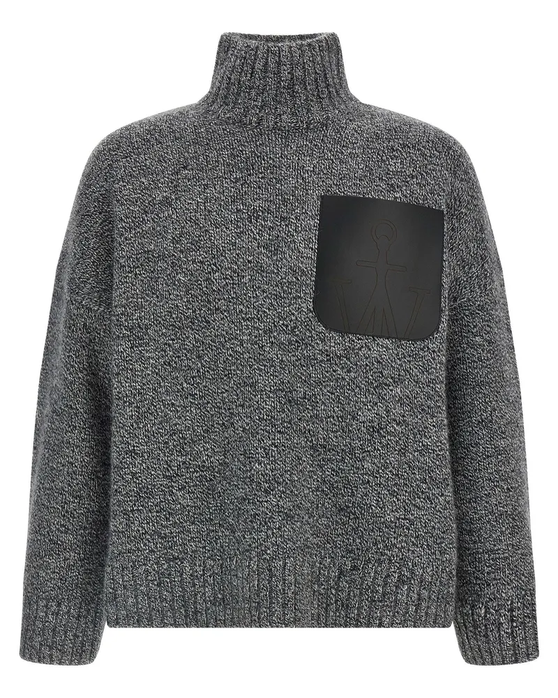 J.W.Anderson Leder Patch Pocket' Sweater Gray