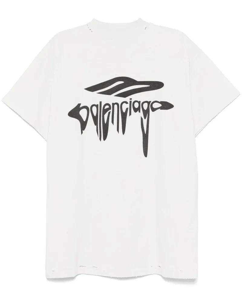 Balenciaga 3B Flüssiger Baumwoll -T -Shirt White
