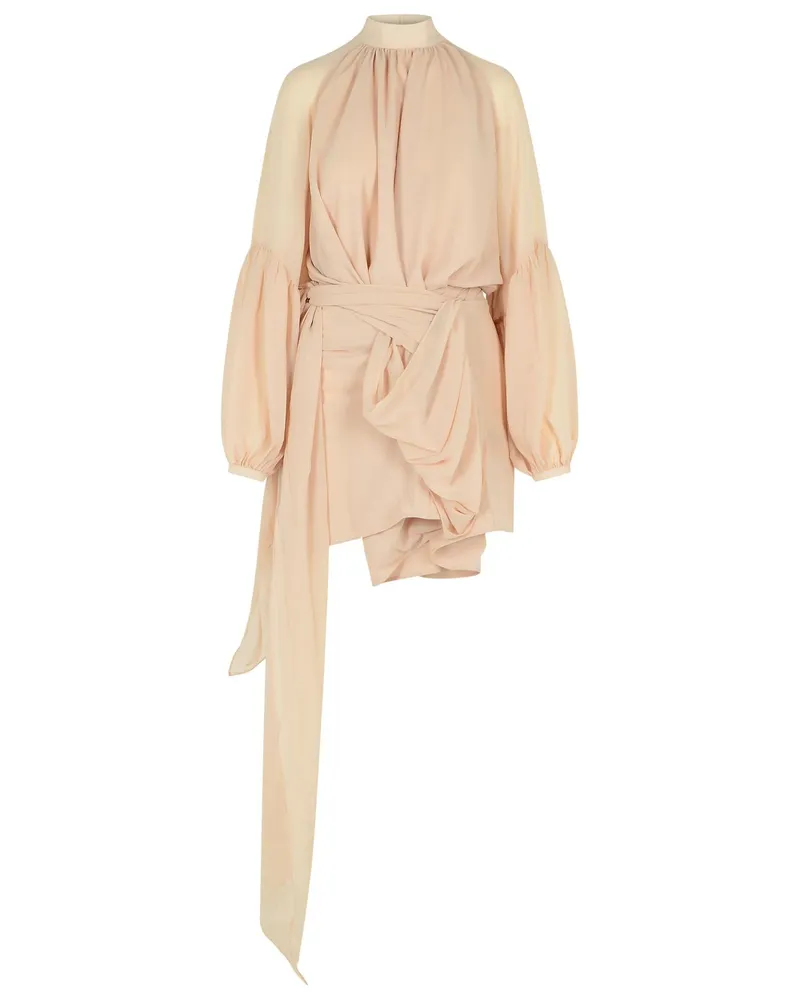 ROTATE Birger Christensen Drehen Sie 'Joan' Haselnuss -Polyesterkleid Beige