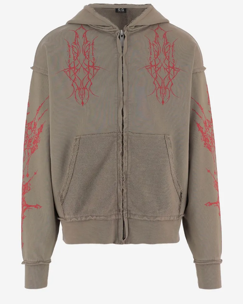 44 LABEL GROUP Reverse Eternity Baumwoll-Sweatshirt Khaki