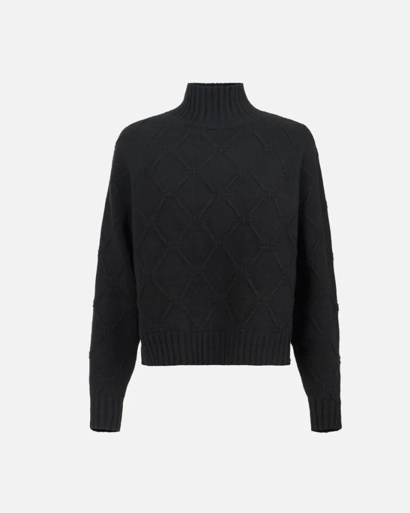 Elisabetta Franchi Jacquard-Rhombus-Pullover Black