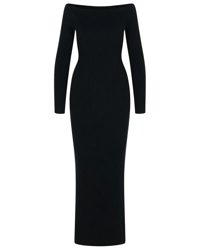 Max Mara Arnes 1234' Scheidekleid in schwarze Wolle und Cachemire Black