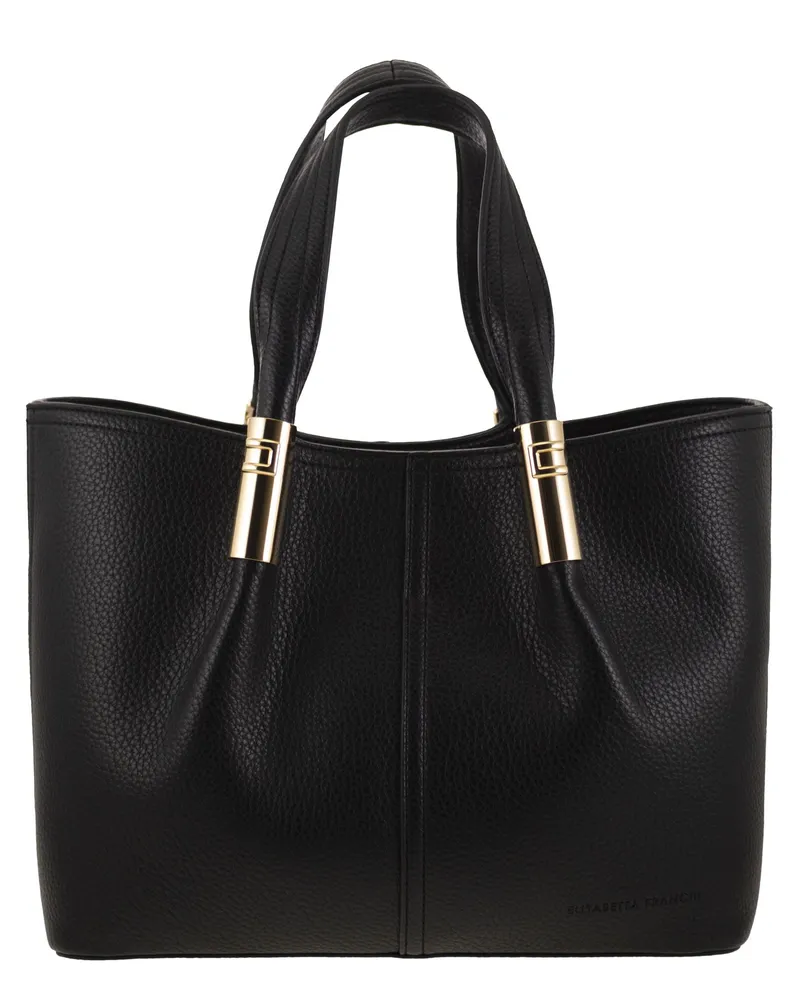 Elisabetta Franchi Medium Tote Bag With Logo Details Black