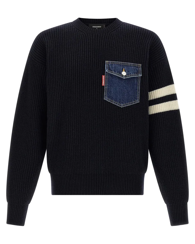 Dsquared2 Denim Mix' Pullover Blue