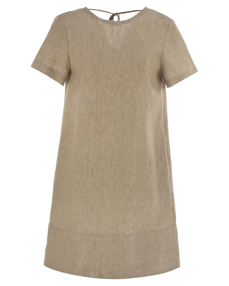 Peserico Leinen Midi Kleid Beige