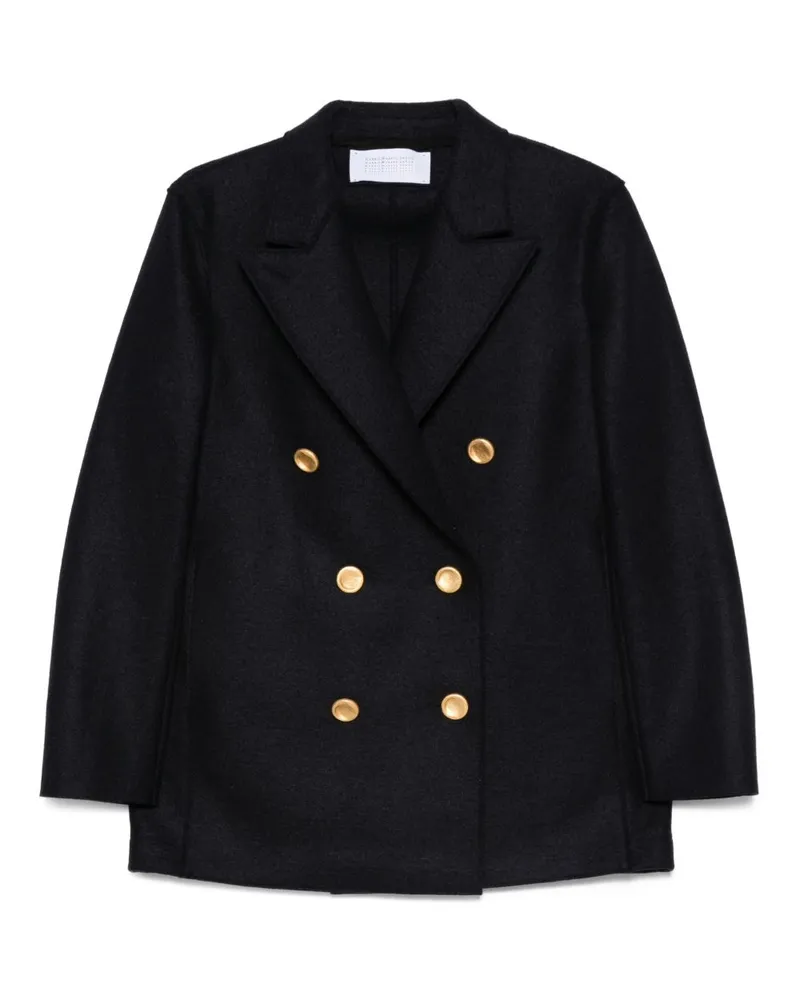Harris Wharf London Wolle Doppelbrustmantel Blue