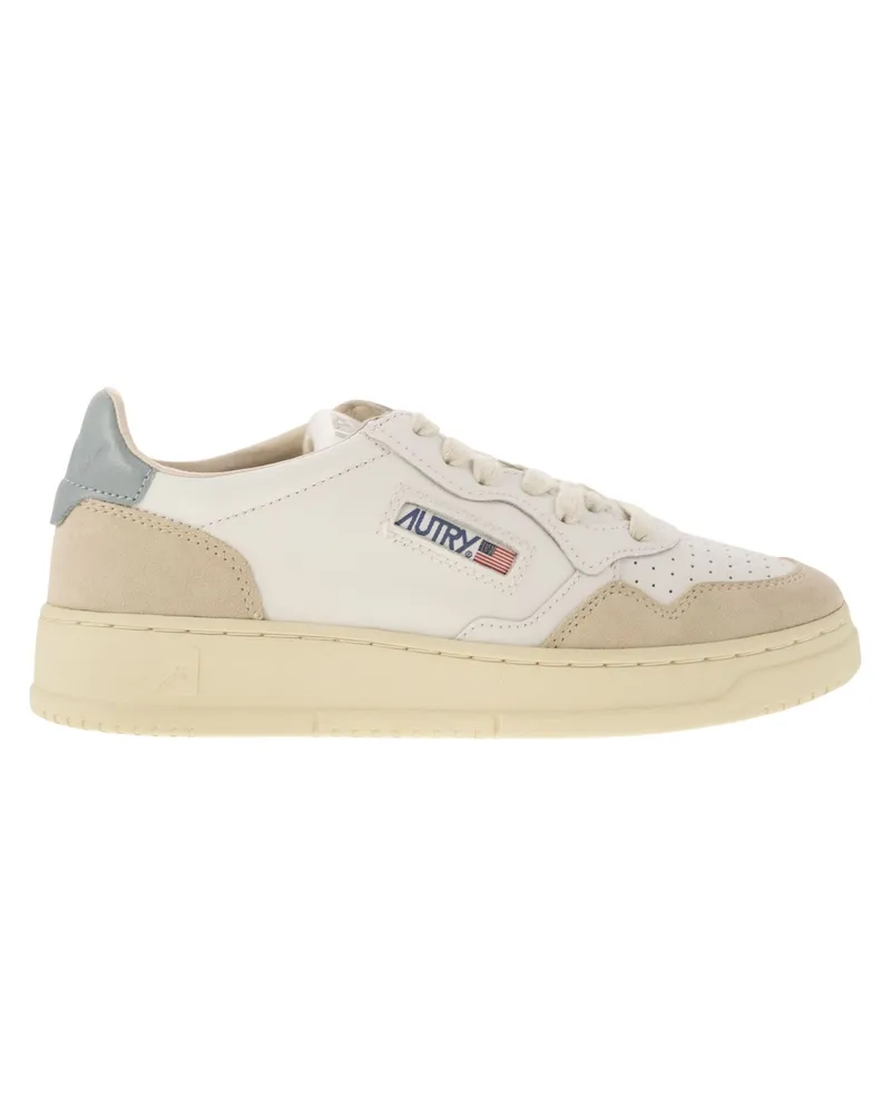 AUTRY Medaillengewinner niedriger Leder- und Wildleder -Turnschuhe White