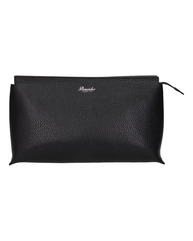 Pineider Herrens Beauty Case aus schwarzem Leder -