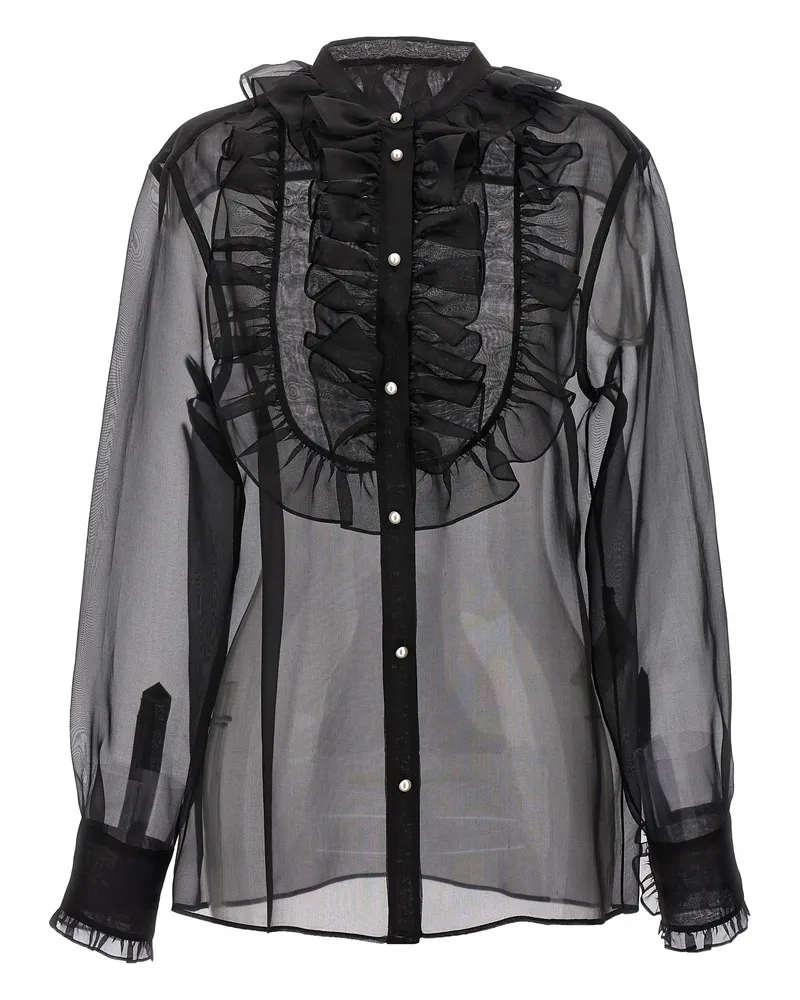 Dolce & Gabbana Plastron und Rüschenhemd Black