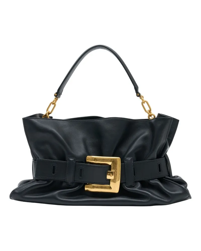 Balmain Anthem Mittelgroße Umhängetasche aus -Leder in Schwarz Schwarz