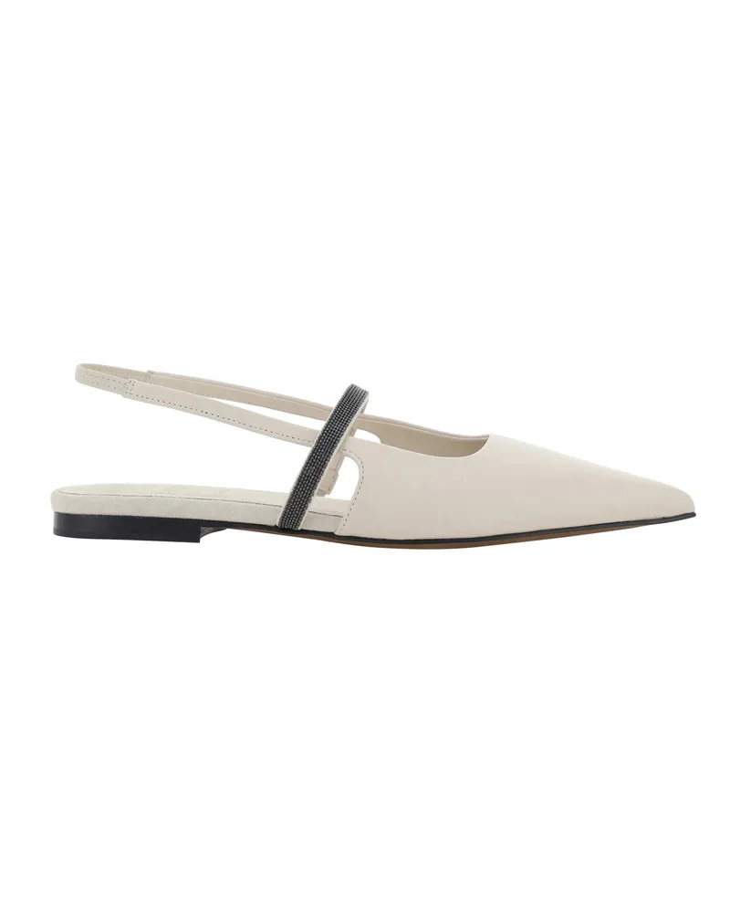 Brunello Cucinelli Slingback Flats White